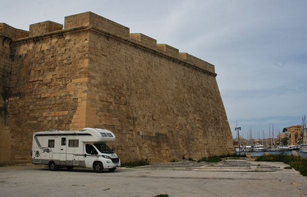 Unser Stellplatz bei der Festung von Vittoriosa