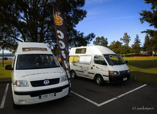 Campspot in Tauranga - You`re not going to get some coffee, the coffee comes to you...