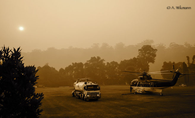 Gloomy bush fire atmosphere @ sports field Pemberton