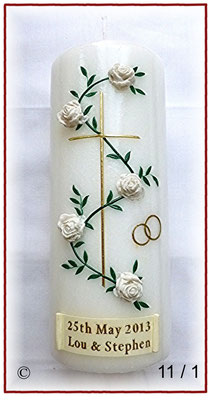 Hochzeitskerze in Gold mit Rosen