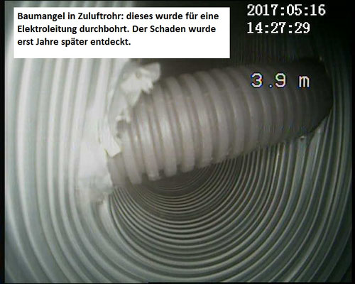 Baumangel in Zuluftrohr