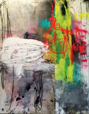 Cultivating New Energy | (34 x26 in) | solid marker, charcoal, ink, graphite and mixed media on canvas | SOLD