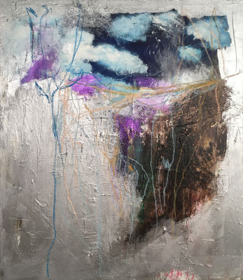 Silver Lining | (48.8 x 42 in) | acrylic, pastel and caulking on canvas | SOLD