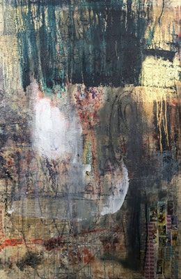 Into the Light | (60 x 36 in) | aerosol, ink, acrylic and charcoal on canvas | SOLD