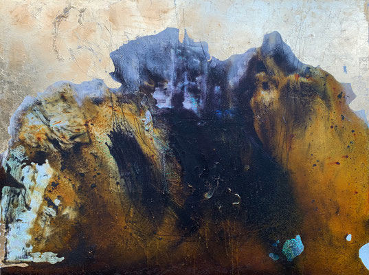 Arrakis | (40 x 51 in) | dye, gold leaf and graphite on wood panel | AVAILABLE
