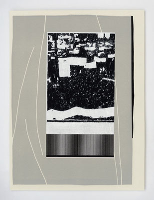 "SCHÈME IV" _ Gravure, dessin, collage sur papier Somerset 250 gr _ 28,5x30,5 cm