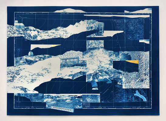 diptyque "RESERVE I" partie 2 _ cyanotype & dorure _ 50x70cm 