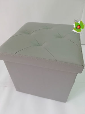 Pouf contenitore ecopelle baule salva spazio imbottito con quattro punti. Col.Grigio. B486