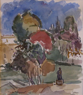 Paul Hugo ten Hoopen 1994 Park in Praag  23x24.5