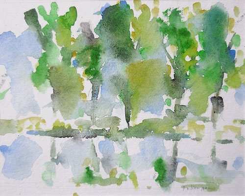 Jan van Kempen Bomen langs Gein  zomer 23x28,5