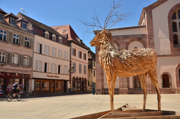 Cerf sur la place (Sélestat, Bas-Rhin)