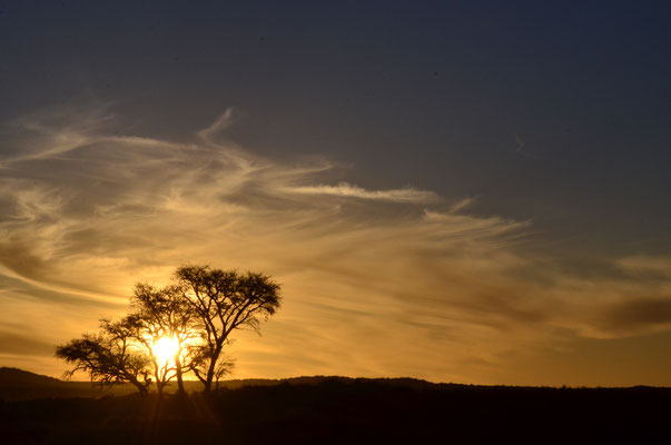 Coucher de soleil dans le désert du Namib (Namibie)