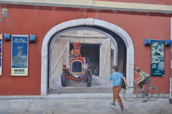 Mur peint à l'emplacement de l'ancienne école des pompiers
