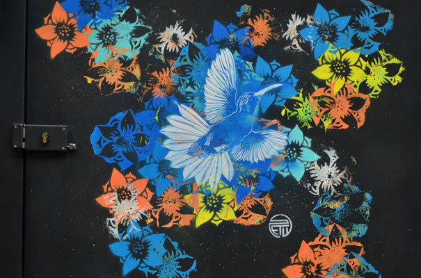 Oiseau bleu dans la ville