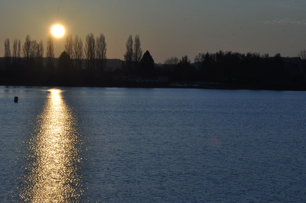 Reflet du soleil levant au lac du Der (Champagne)