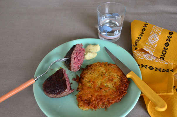 Steak haché et galette de pommes de terre