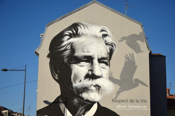 Portrait d'Albert Schweitzer, médecin et théologien alsacien, Prix Nobel de la Paix (Mulhouse)
