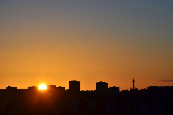 Soleil couchant sur la ville (Mulhouse)