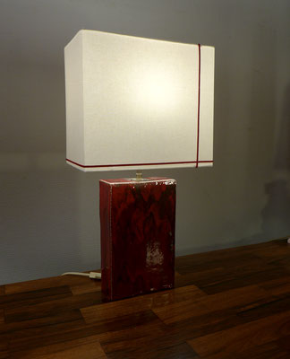 lampe céramique rouge vintage