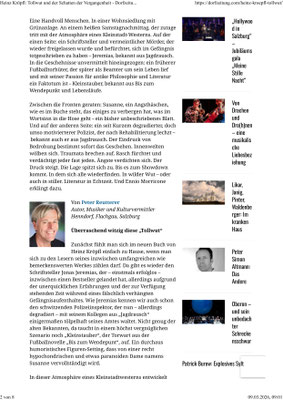 Kleinstauber Torwart humoristisches Figurensetting Susanne hypochondrisch etwas paranoid spannungsreiche Pattstellung das Bedrohliche behrrscht die Wohnsiedlung mit Grünanlage in raschem Perspektivenwechsel Innenwelten der Agierenden tragische Komponenten