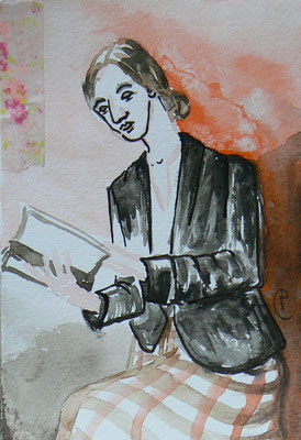 007 - She reads to me - Mixed Media - 10,5 x 15,5 cm