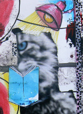 006 - Book Cat - Mixed Media - 10,5 cm x 15,5 cm