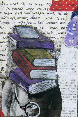 004 - Pile of books - Mixed Media - 10,5 cm x 15,5 cm