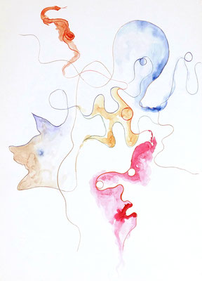Le poulpe, 2019, crayons et aquarelle sur papier, 49 x 64 cm