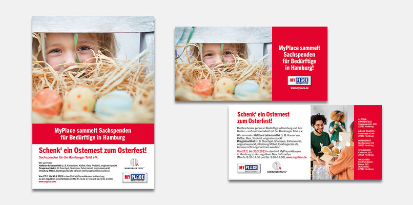 Poster und Flyer für die Oster-Spendenaktion