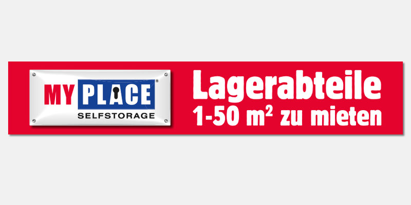 Banner "Lagerabteile 1 - 50 m2 zu mieten"