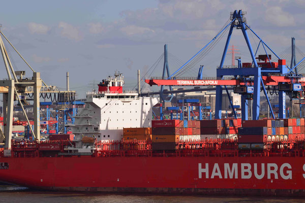 21 - Containerschiff beim Entladen im Hamburger Hafen - Hamburg Süd.