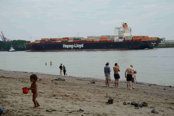 Elbestrand in Hamburg mit Badegästen