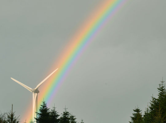 28 - Windrad, Windkraftanlage, Windkraft, Windgenerator, Ökostrom,  Windpark Oederquart, Regenbogen