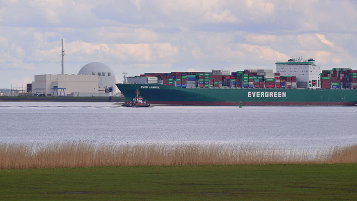 4- Brokdorf, Elbe, Schiff, Containerschiff