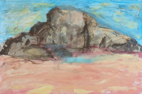 Strukturen der Wüste III, 40x60 cm, Acryl u. Ölkreide auf Leinwand