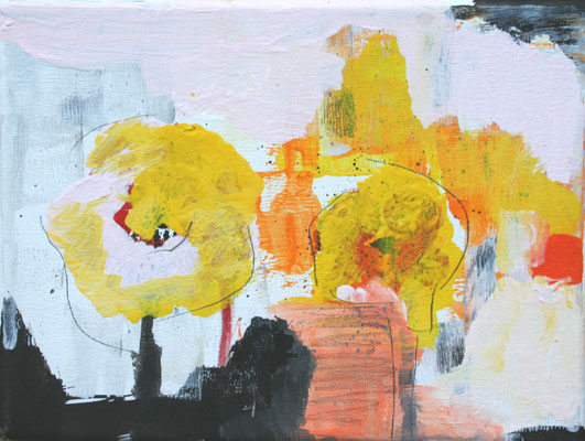Erwachen, 18x24 cm, Acryl u. Stift auf Leinwand 
