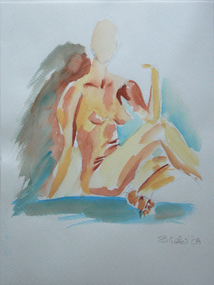 Akt Nr. 2, 32x24 cm, Aquarell auf Papier 