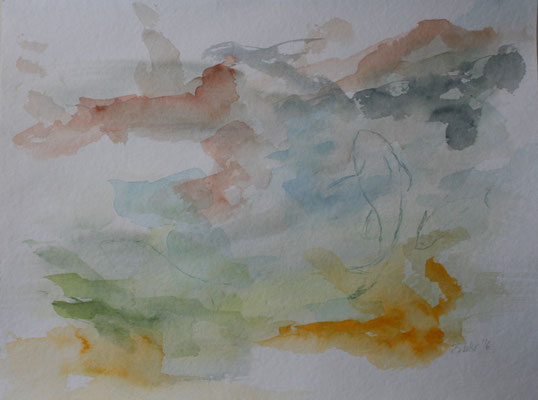 Flora: Bei den Seerosen, 36x48 cm, Aquarell u. Stift auf Papier