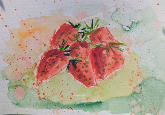 Maifrüchte I, 22x14 cm, Aquarell auf Papier
