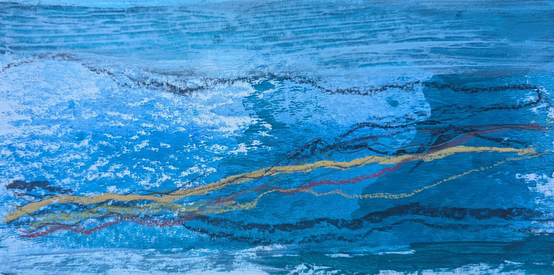 Am Meer IV, 15x30 cm, Acryl u. Ölkreide auf Papier  