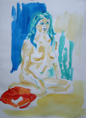 Akt Nr. 06, 40x30 cm, Aquarell auf Papier 