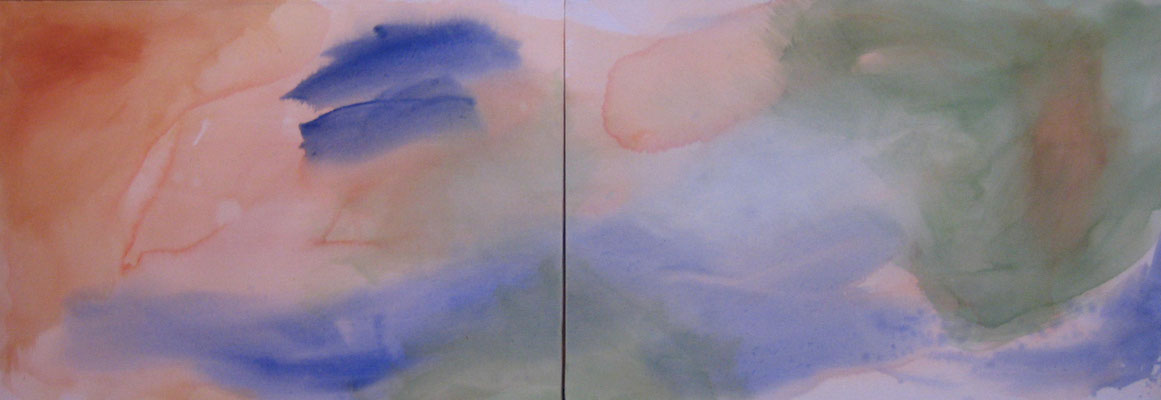 Stille am Fluss, 50x140cm (2-teilig), Acryl auf Leinwand