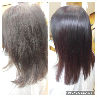 袋井市周辺の40代女性に向けた誠実で嘘のない大人縮毛矯正before-after