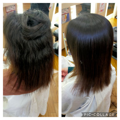 浜松市中央区の大人女性から口コミで評判のエイジング毛専門縮毛矯正ビフォーアフター