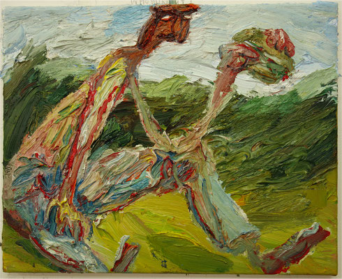 Der Mann mit dem Butterbrot   ﻿Öl auf Leinwand 40 x 50 cm
