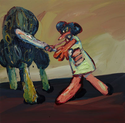 Beat the Pilz. Öl auf Leinwand 50 x 50 cm
