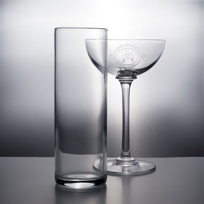 copa y vaso de cristal