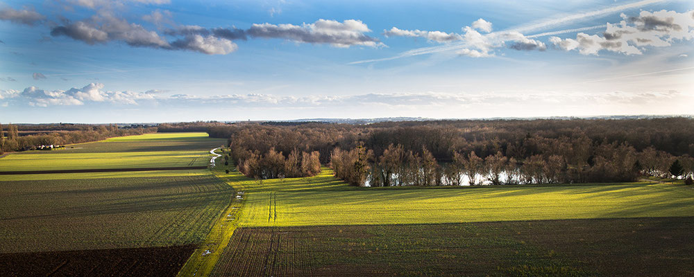 Paysages de l'Yonne vus du ciel lors d'un vol découverte