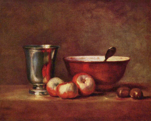 Jean Siméon Chardin, Der Silberbecher, um 1767/68, Öl auf Leinwand, 33x41 cm