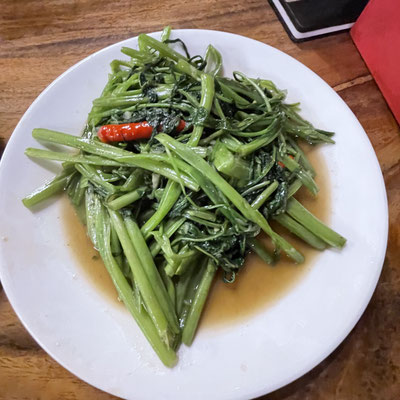 Khmer Taste Restaurant　空心菜の炒め物　クメール料理